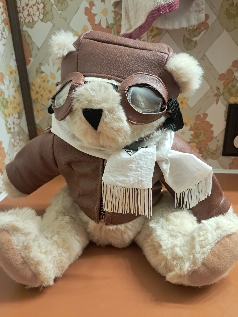 Vermont Aviator Teddy Bear Plush with Leather Jacket and Scarf